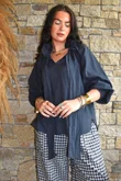 Larc Poet Blouse Navy
